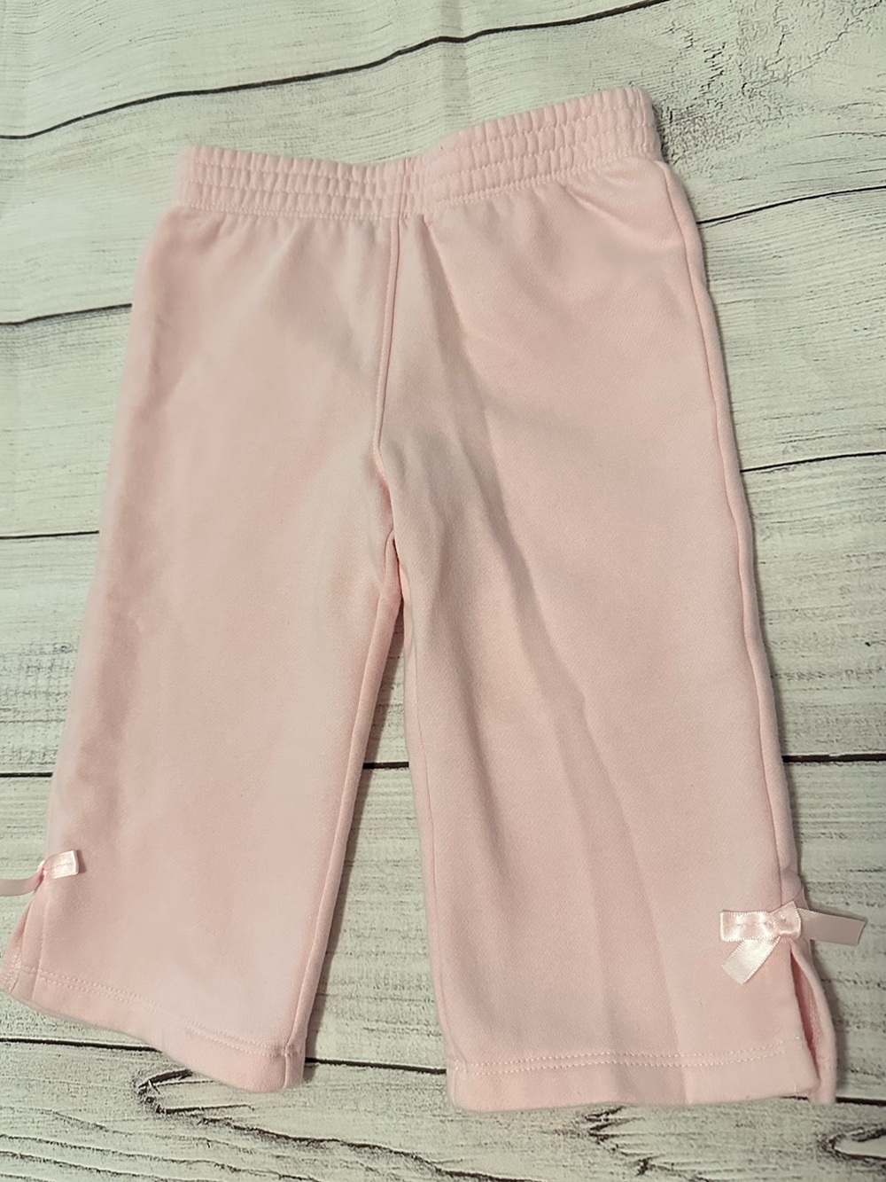 Baby Pink Fleece Pull-On Sweatpants with Bows